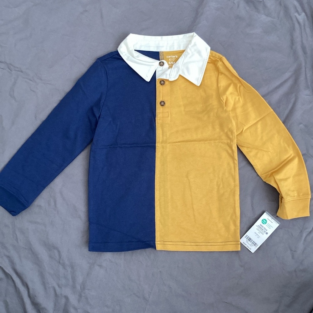 Carters Kid Long-Sleeve Rugby Polo Shirt, size 5/5A